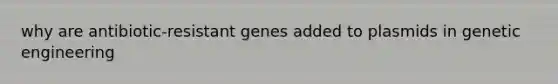 why are antibiotic-resistant genes added to plasmids in genetic engineering