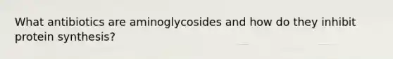 What antibiotics are aminoglycosides and how do they inhibit protein synthesis?