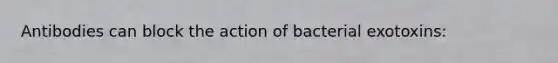 Antibodies can block the action of bacterial exotoxins: