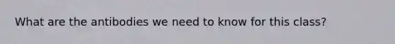 What are the antibodies we need to know for this class?