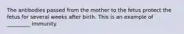 The antibodies passed from the mother to the fetus protect the fetus for several weeks after birth. This is an example of _________ immunity.