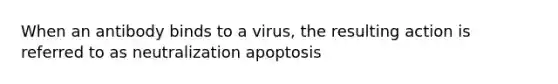 When an antibody binds to a virus, the resulting action is referred to as neutralization apoptosis