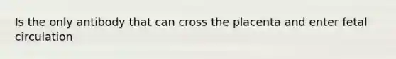 Is the only antibody that can cross the placenta and enter fetal circulation
