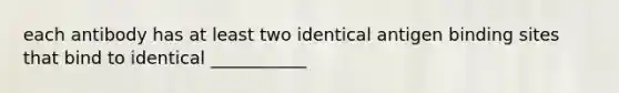 each antibody has at least two identical antigen binding sites that bind to identical ___________