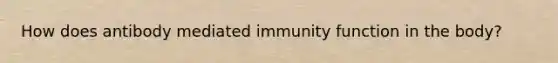 How does antibody mediated immunity function in the body?