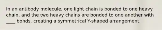 In an antibody molecule, one light chain is bonded to one heavy chain, and the two heavy chains are bonded to one another with ____ bonds, creating a symmetrical Y-shaped arrangement.