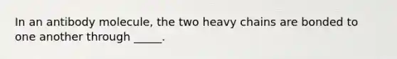 In an antibody molecule, the two heavy chains are bonded to one another through _____.