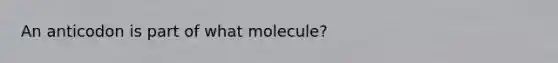 An anticodon is part of what molecule?