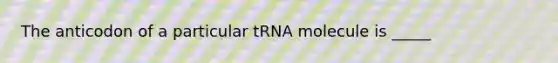 The anticodon of a particular tRNA molecule is _____