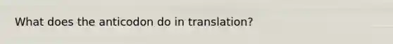 What does the anticodon do in translation?