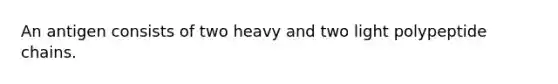 An antigen consists of two heavy and two light polypeptide chains.