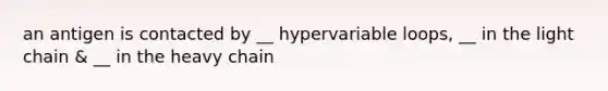 an antigen is contacted by __ hypervariable loops, __ in the light chain & __ in the heavy chain