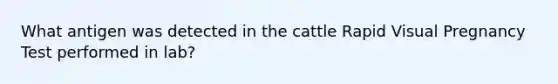 What antigen was detected in the cattle Rapid Visual Pregnancy Test performed in lab?