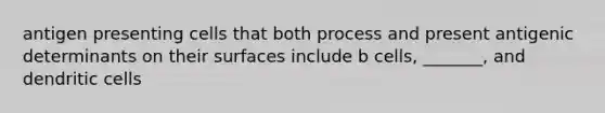 antigen presenting cells that both process and present antigenic determinants on their surfaces include b cells, _______, and dendritic cells