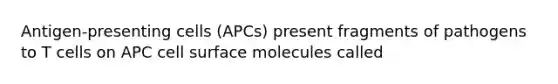 Antigen-presenting cells (APCs) present fragments of pathogens to T cells on APC cell surface molecules called