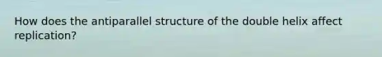 How does the antiparallel structure of the double helix affect replication?