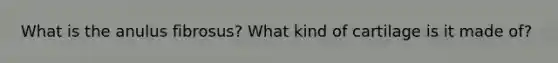 What is the anulus fibrosus? What kind of cartilage is it made of?