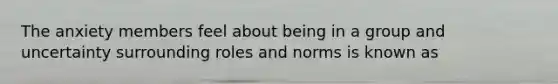 The anxiety members feel about being in a group and uncertainty surrounding roles and norms is known as