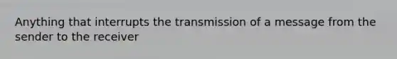 Anything that interrupts the transmission of a message from the sender to the receiver