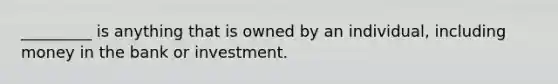 _________ is anything that is owned by an individual, including money in the bank or investment.