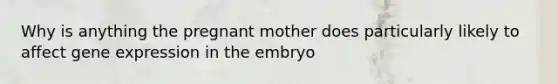 Why is anything the pregnant mother does particularly likely to affect gene expression in the embryo