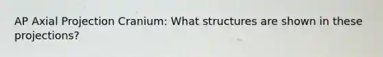 AP Axial Projection Cranium: What structures are shown in these projections?