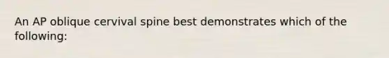 An AP oblique cervival spine best demonstrates which of the following: