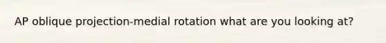 AP oblique projection-medial rotation what are you looking at?