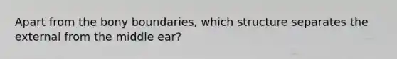 Apart from the bony boundaries, which structure separates the external from the middle ear?