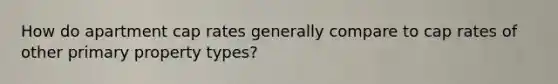 How do apartment cap rates generally compare to cap rates of other primary property types?