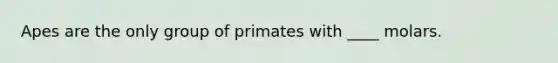Apes are the only group of primates with ____ molars.