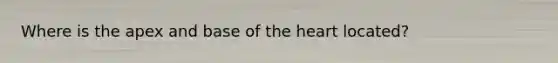 Where is the apex and base of <a href='https://www.questionai.com/knowledge/kya8ocqc6o-the-heart' class='anchor-knowledge'>the heart</a> located?