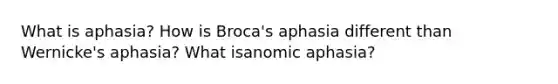 What is aphasia? How is Broca's aphasia different than Wernicke's aphasia? What isanomic aphasia?