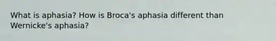 What is aphasia? How is Broca's aphasia different than Wernicke's aphasia?