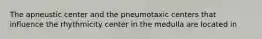 The apneustic center and the pneumotaxic centers that influence the rhythmicity center in the medulla are located in