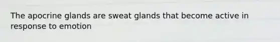 The apocrine glands are sweat glands that become active in response to emotion