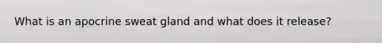 What is an apocrine sweat gland and what does it release?