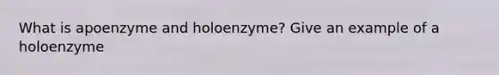 What is apoenzyme and holoenzyme? Give an example of a holoenzyme