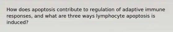 How does apoptosis contribute to regulation of adaptive immune responses, and what are three ways lymphocyte apoptosis is induced?