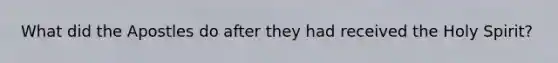 What did the Apostles do after they had received the Holy Spirit?