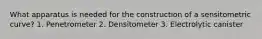 What apparatus is needed for the construction of a sensitometric curve? 1. Penetrometer 2. Densitometer 3. Electrolytic canister