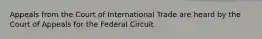 Appeals from the Court of International Trade are heard by the Court of Appeals for the Federal Circuit.