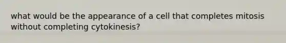 what would be the appearance of a cell that completes mitosis without completing cytokinesis?