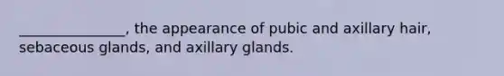 _______________, the appearance of pubic and axillary hair, sebaceous glands, and axillary glands.