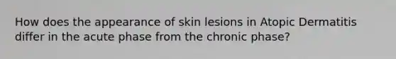 How does the appearance of skin lesions in Atopic Dermatitis differ in the acute phase from the chronic phase?