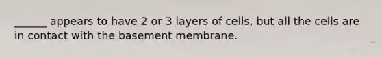 ______ appears to have 2 or 3 layers of cells, but all the cells are in contact with the basement membrane.