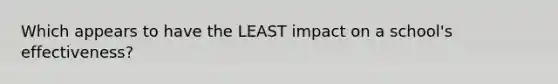 Which appears to have the LEAST impact on a school's effectiveness?