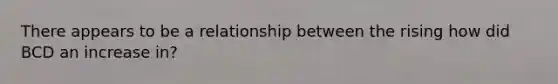 There appears to be a relationship between the rising how did BCD an increase in?