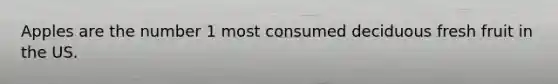 Apples are the number 1 most consumed deciduous fresh fruit in the US.