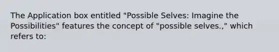 The Application box entitled "Possible Selves: Imagine the Possibilities" features the concept of "possible selves.," which refers to: